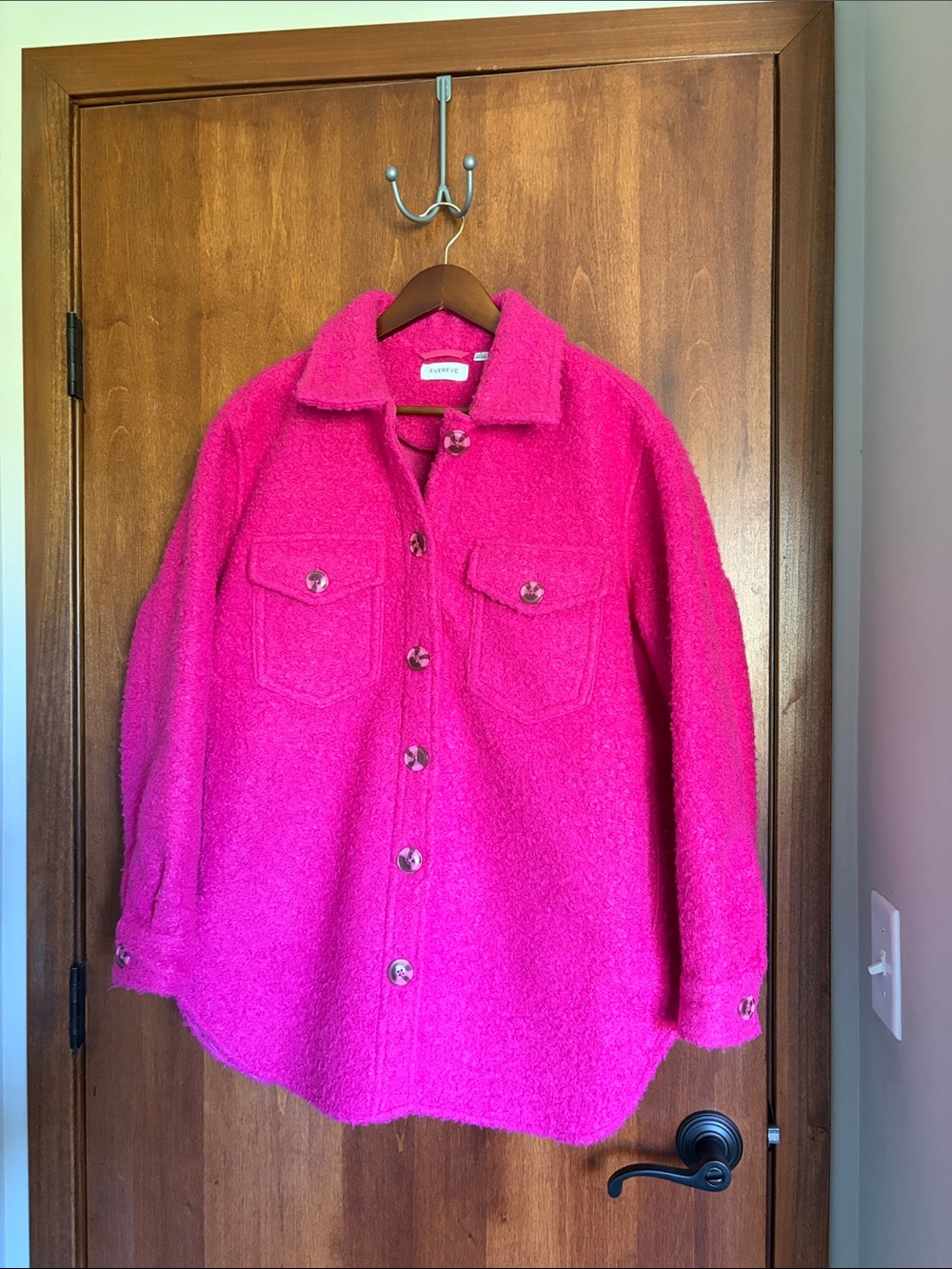 Evereve Pink Boucle Shacket Jacket - Large